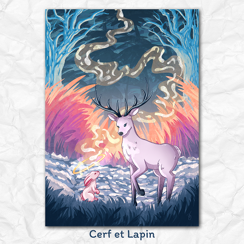 Print Cerf et Lapin