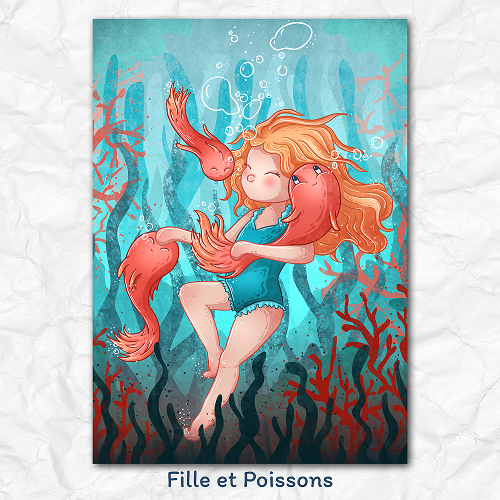 Print Fille et Poisson