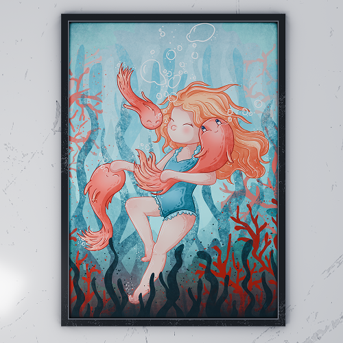 Print Fille et Poisson