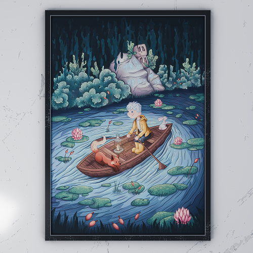 Print Renard et Nénuphars