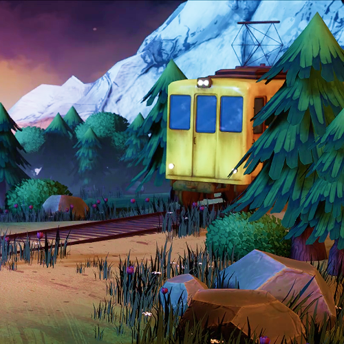 KIT 3D Asset - Train, Rails et Éléments de Nature